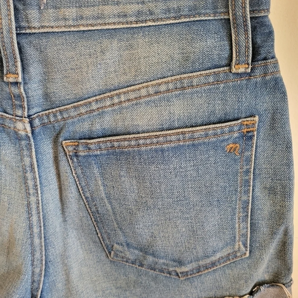 Madewell The Perfect Jean Short Short Raw Rolled Hem Stretch Denim Small 25